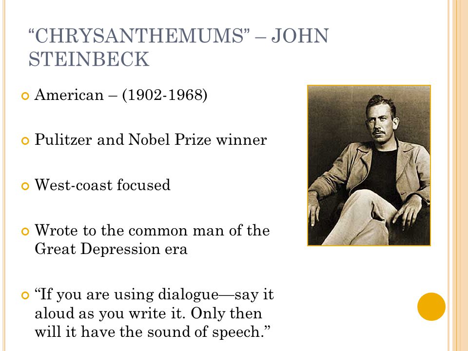The garden symbolism in Steinbeck’s ‘the Chrysanthemums’ Essay
